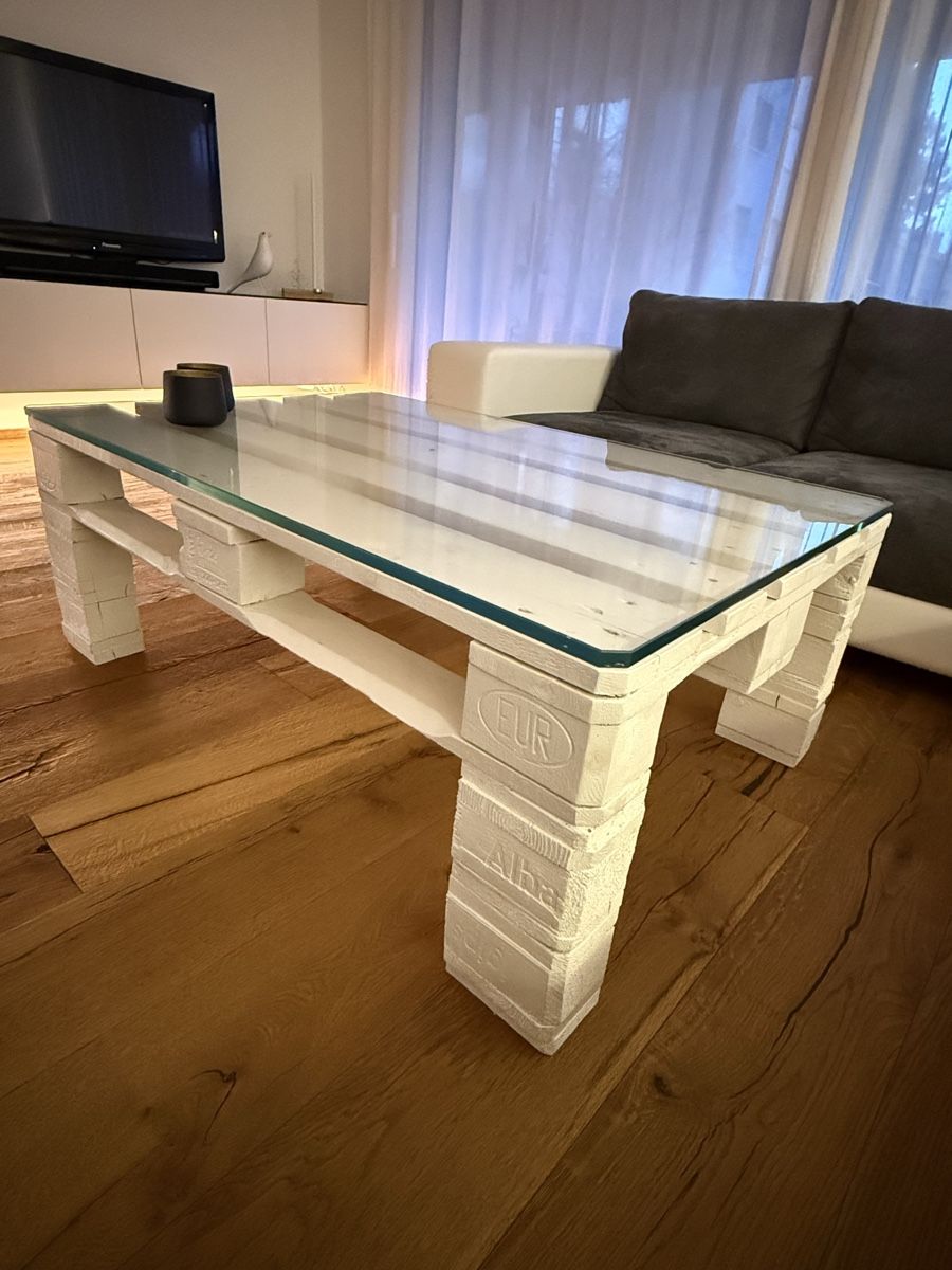 Tavoli: DIY Paletten Couchtisch mit Glasplatte – Usato da Sutz venduto da mtechcab 1