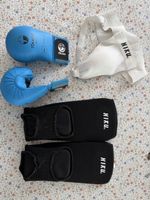 Karate Schutzset: Handschuhe ,Tiefschutz, Schienbeinschutz