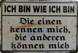 Blechschild ich bin wie ich bin die einen kennen können mich