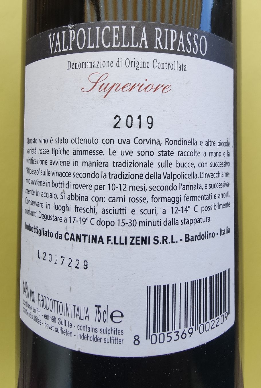 Wein: Zeni Valpolicella Ripasso 2019 – Neu und originalverpackt aus chur von Hmars 2