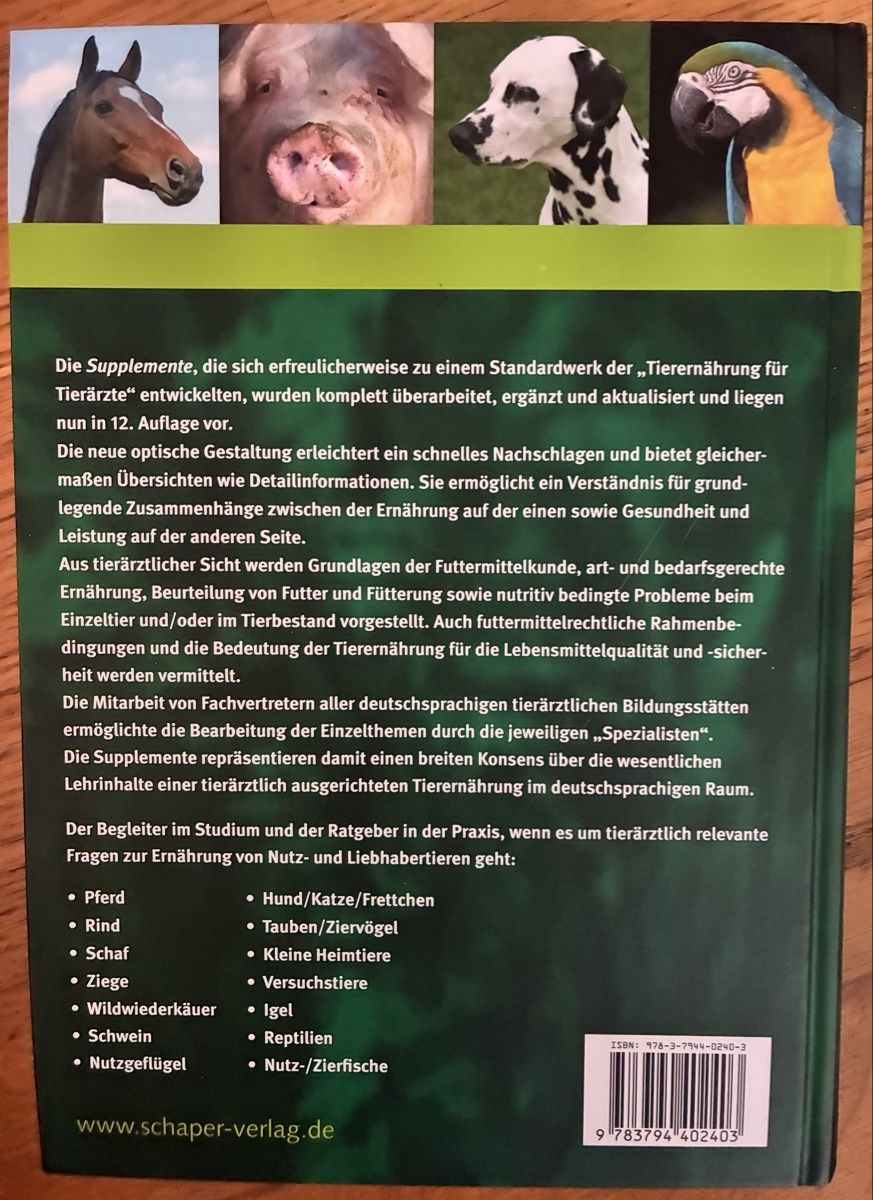 Libri: Buch Supplemente zur Tierernährung – Nuovo (secondo la descrizione) da Lachen SZ venduto da Manuela_15 1