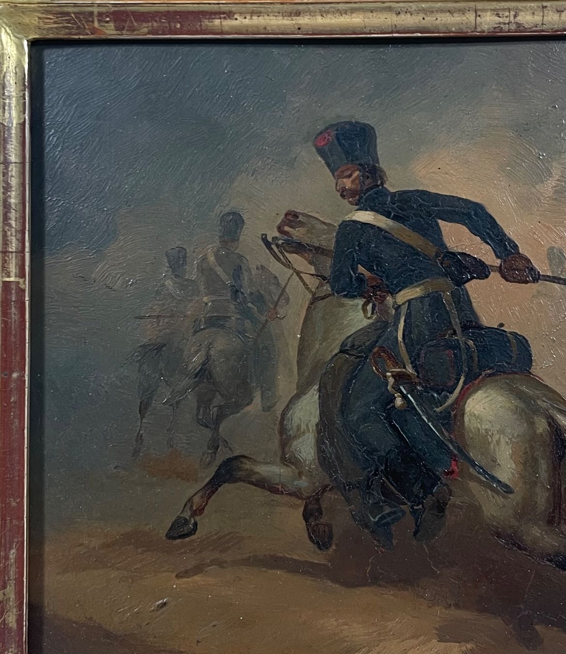 Gemälde: Antikes Gemälde mit reitenden Soldaten – Gebraucht aus Root von  1