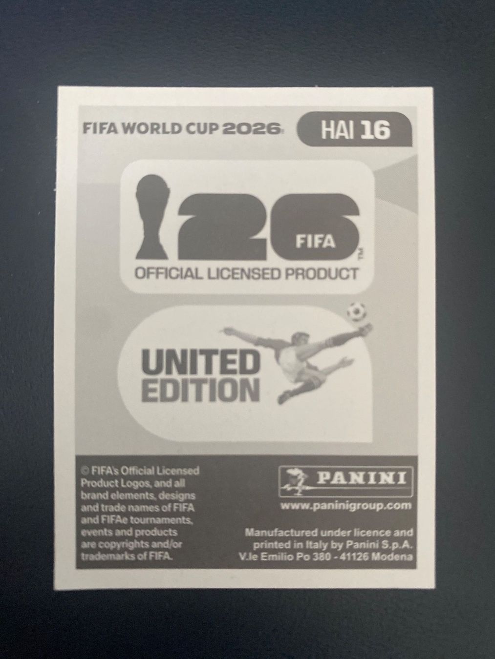Panini Carte collezionabili: Panini FIFA World Cup Sticker HAI 16 – Usato da Glattbrugg venduto da riseca 1
