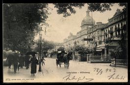 AK Interlaken, Höheweg, Straßenpartie mit Kutsche