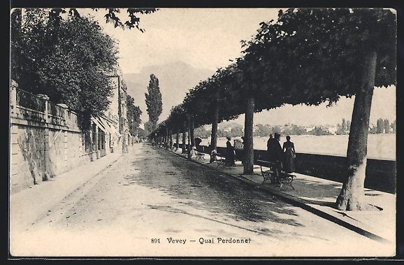 Cartoline postali: AK Vevey, Quai Perdonnet, 1910 – Usato da Berlin venduto da bartko-reher