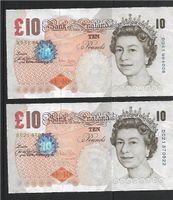 Bank of England  10 Pfund Banknote, 2 Ex.