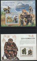 Timbres Gorilles Afrique 4 séries
