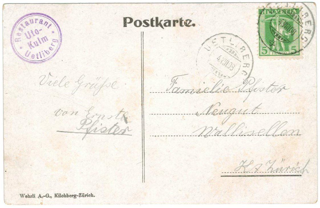 Cartoline postali: AK Uetliberg 1908 – Usato da Zürich venduto da Tolima194 1