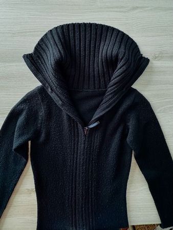Lange Strickjacke / Cardigan mit Reissverschluss, Gr. S/36*