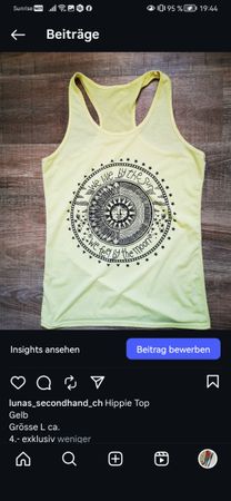 Gelbes Hippie Top Gr.L mit speziellem Print für Sommer!