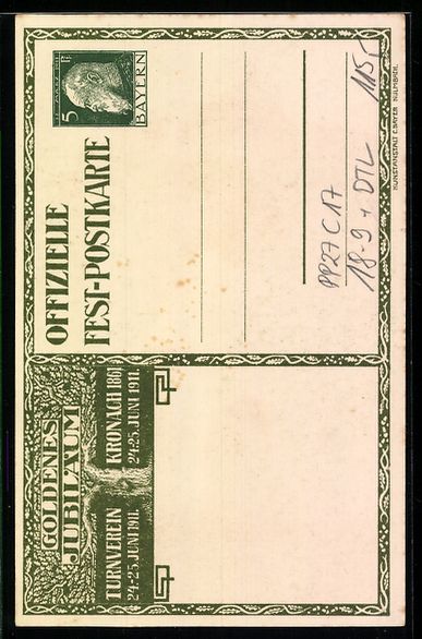 Cancelleria postale: Ganzsache PP27 C17: Kronach, 50. Jubil – Usato da Berlin venduto da bartko-reher 1