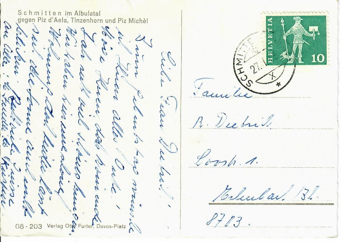 Cartoline postali: Schmitten im Albulatal – Usato da Hochdorf venduto da Ziegel-16 1