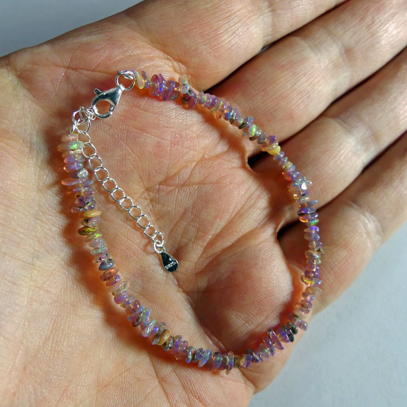 Bracelets: Opal-Armband mit echten Opalsplittern &  Silberverschluss – Neuf avec emballage d'origine à Matten b. Interlaken par kero71 3