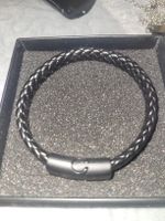 Schwarzes Lederarmband Herren Geflochten Neu