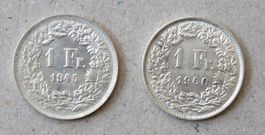 2 x Fr. 1.-  1945 und 1960  Silber
