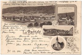 Souvenir de LA BRÉVINE: litho 4 images 1900