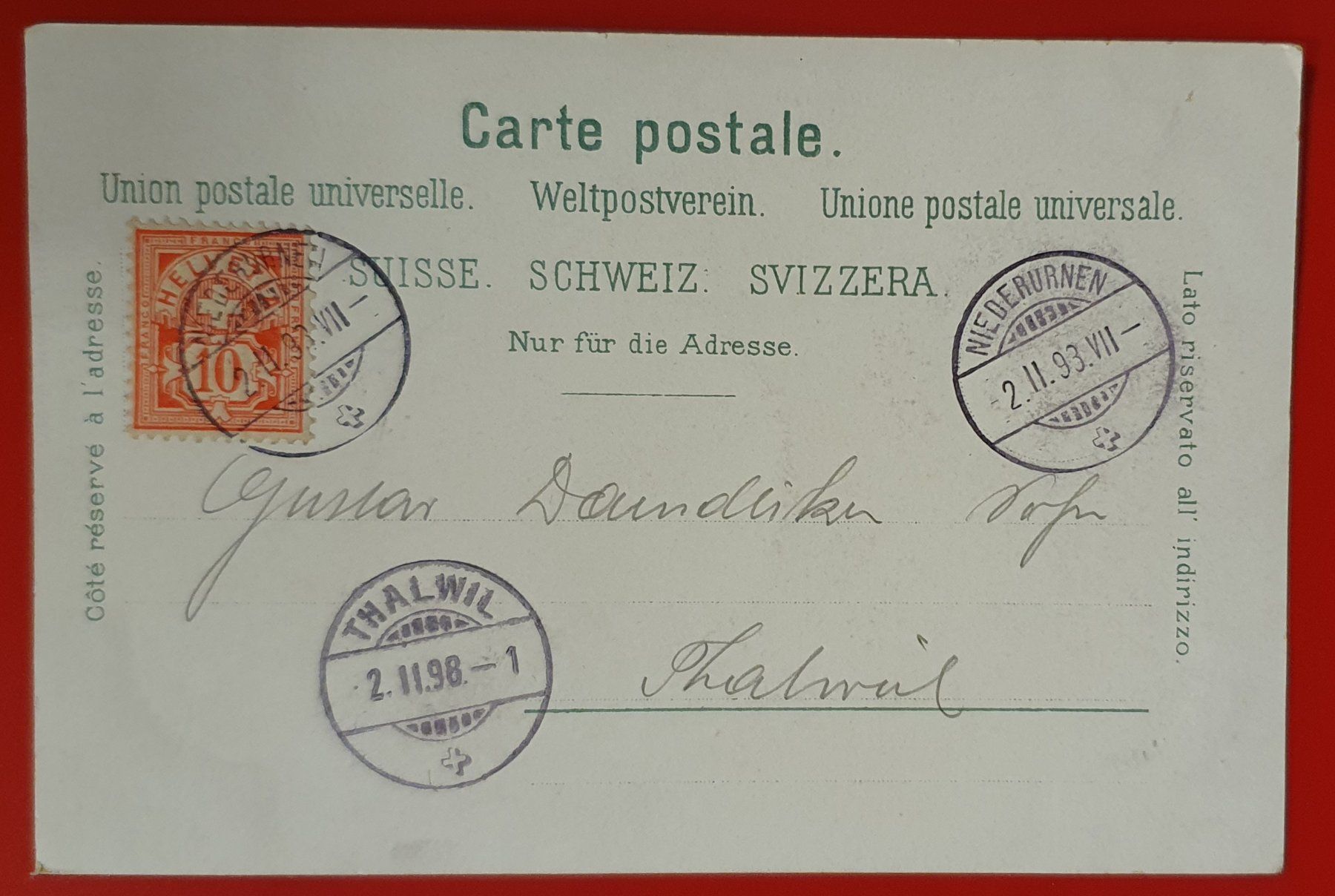 Ansichtskarten: Gruss aus Niederurnen 1898 – Gebraucht aus Kreuzlingen von Rschweiz1 1