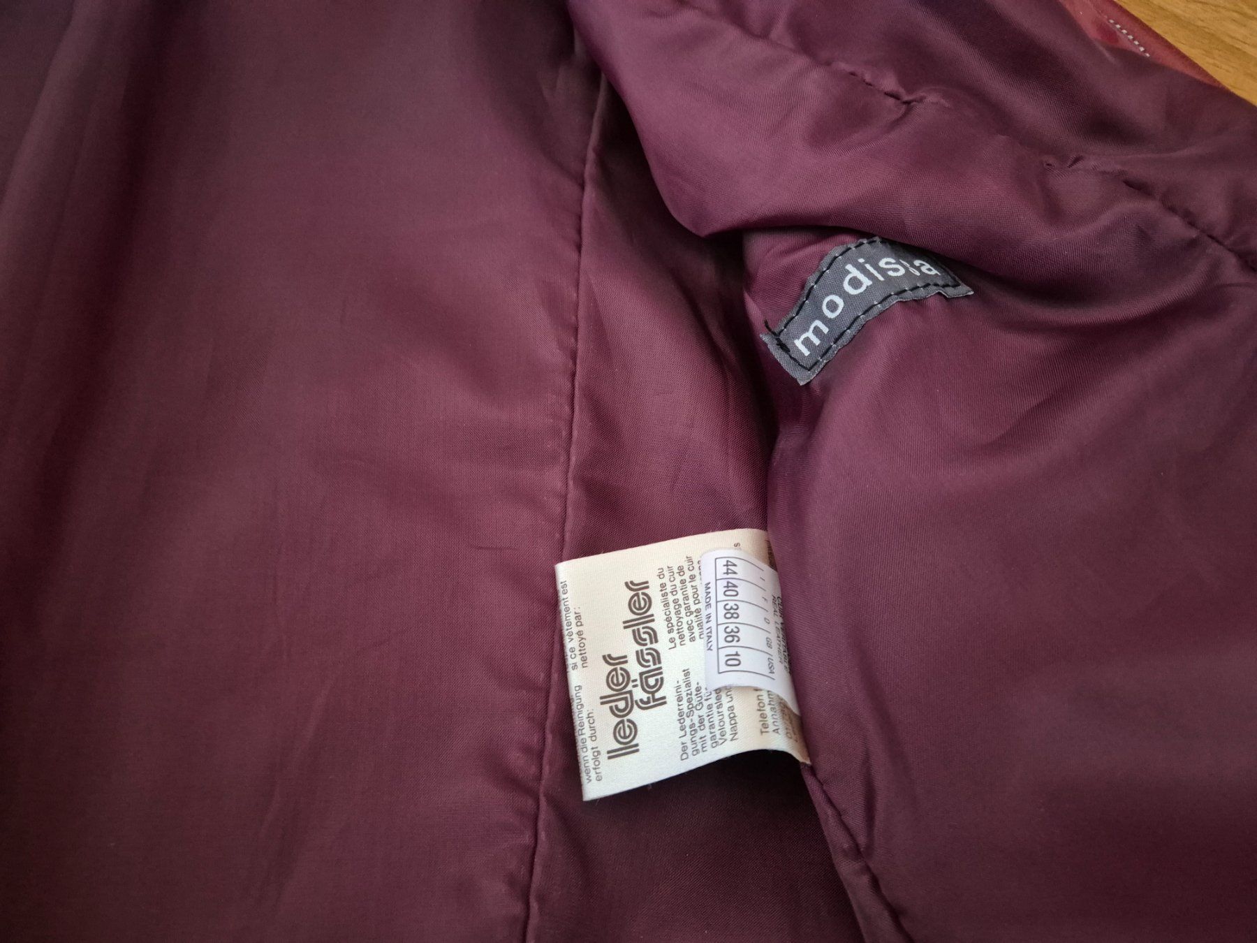 Modissa Jacken: Modische Lederjacke von Modissa, bordeauxrot, Gr. 38 – Gebraucht aus Urdorf von smueller77 1