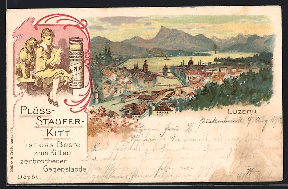 Cartoline postali: Litho Luzern, Teilansicht, Plüss-Staufe – Usato da Berlin venduto da bartko-reher