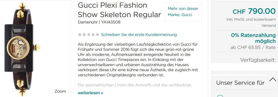 Gucci Orologi: Gucci Plexi Skeleton Armbanduhr / montre – Usato da Collonges venduto da Auganien 1