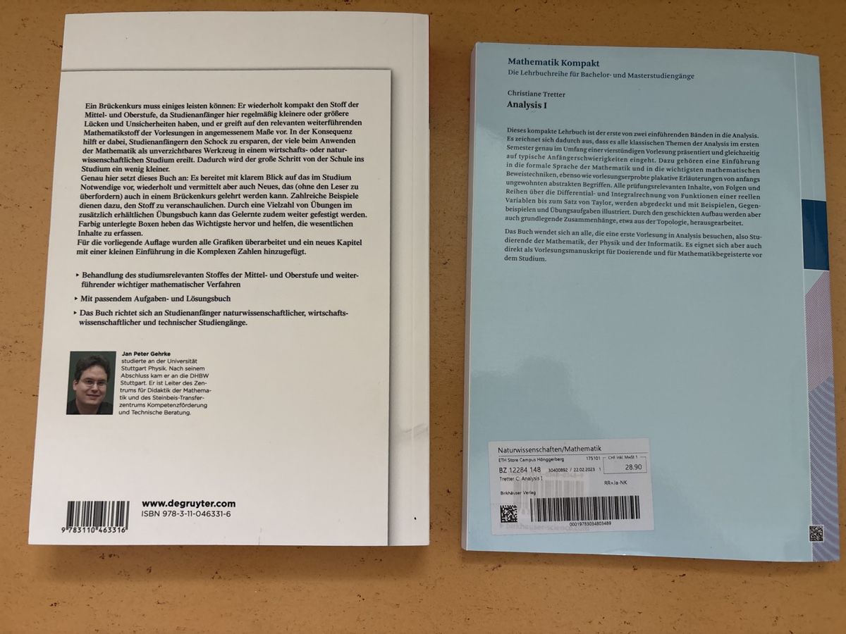 Libri: 2 Mathematik Bücher: Brückenkurs & Analysis I – Nuovo (secondo la descrizione) da Zürich venduto da del_gdm2 1