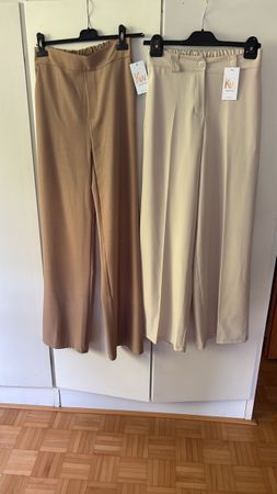 2x Stoffhosen Gr. M beige-braun MADE IN ITALY NEU MIT ETIKET