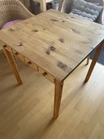 Holztisch quadratisch 75x75 Kiefer mit Schubladen