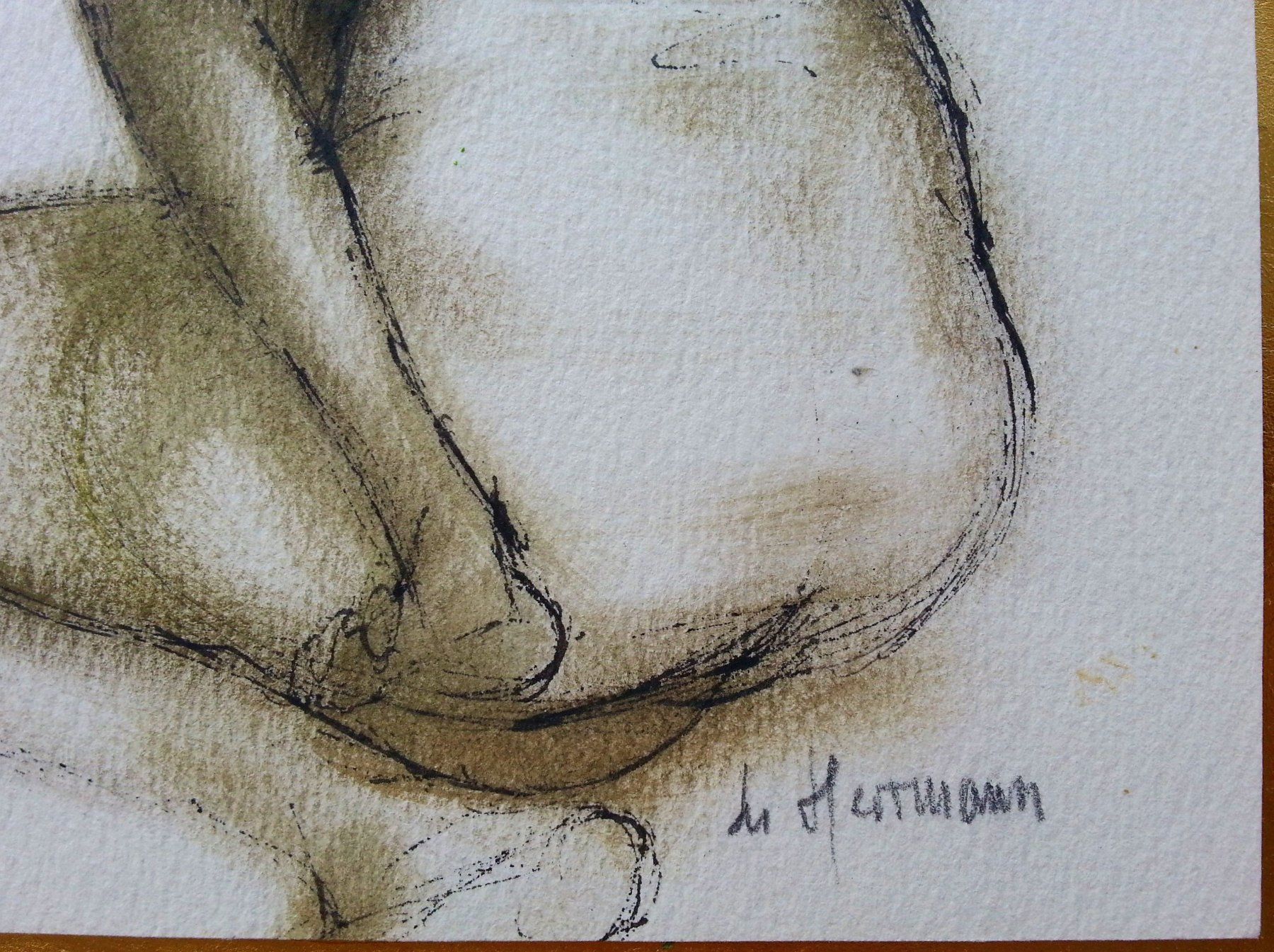 Dipinti: Bild Gemälde Aquarell: Mutter & Kind, L. Herrmann, 1980-1990 – Usato da Oberriet SG venduto da ganesh435 2