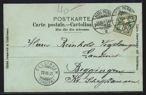 Ansichtskarten: Mondschein-Lithographie Basel, Rathaus u – Gebraucht aus Berlin von bartko-reher 1