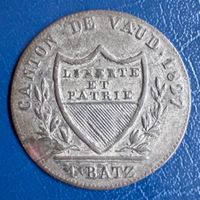Kantonsmünze 1 Batzen Waadt •1827 🇨🇭