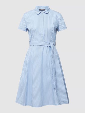 Knielanges Hemdblusenkleid mit Streifenmuster in blau Gr. 48