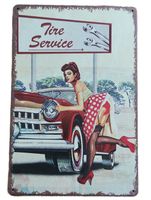 TYRE SERVICE - VINTAGE GIRL   - Blechschild (neu, OVP)