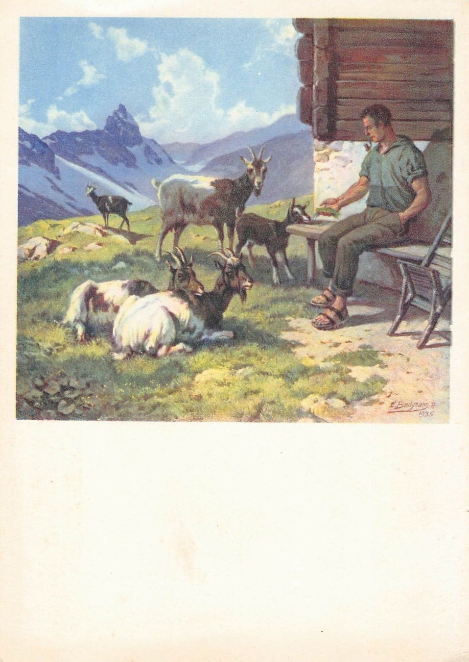 Ansichtskarten: AK.Landwirtschaft,Senn mit Ziegen,Pro In – Gebraucht aus Reichenburg von Pipo-67