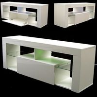 57043 - LED Lowboard 140cm Hochglanz weiss TV-Schrank