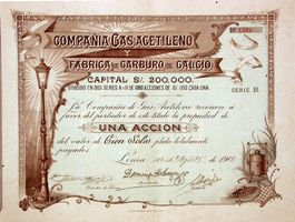 Gas Acetileno a Fabrica de Carburo de Calcio, Lima - 1900