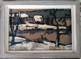 Expressionistisches Midcentury Gemälde signiert