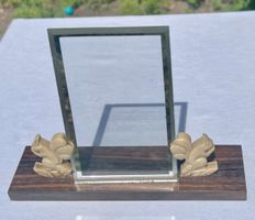 Cadre Art Déco palissandre, verre biseauté, ébonite
