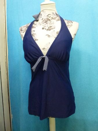 TANKINI BLAU WEISS GR L GEPOLSTERTES OBERTEIL NECKHOLDER HOS