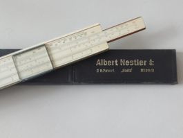 Nestler Rechenschieber Rietz 23R Mahagoni Zelluloidskalen