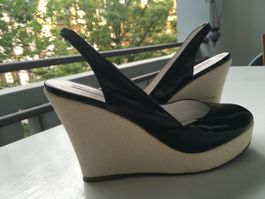 Steve Madden Black Patent Wedge Heels, Size 40