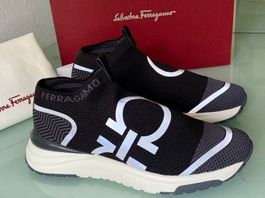 SALVATORE FERRAGAMO Tonino Logo Sock Low Top Sneakers 41 NEU