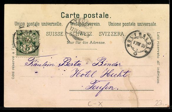 Ansichtskarten: Litho Wolfhalden, Ortsansicht, Dorfplatz – Gebraucht aus Berlin von bartko-reher 1
