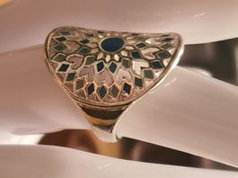 Silberring mit blauem Stein, Grösse 56, Vintage Stil ✨