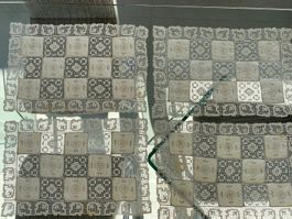 4x Einzelne Platzsets aus Baumwolle und Häkelarbeit