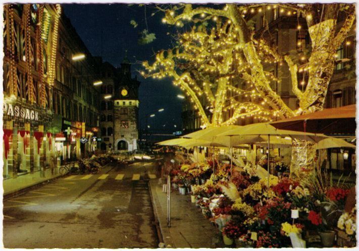 Ansichtskarten: Genf / Genève - Place de Molard nuit – Gebraucht aus Binningen von Mountainrider