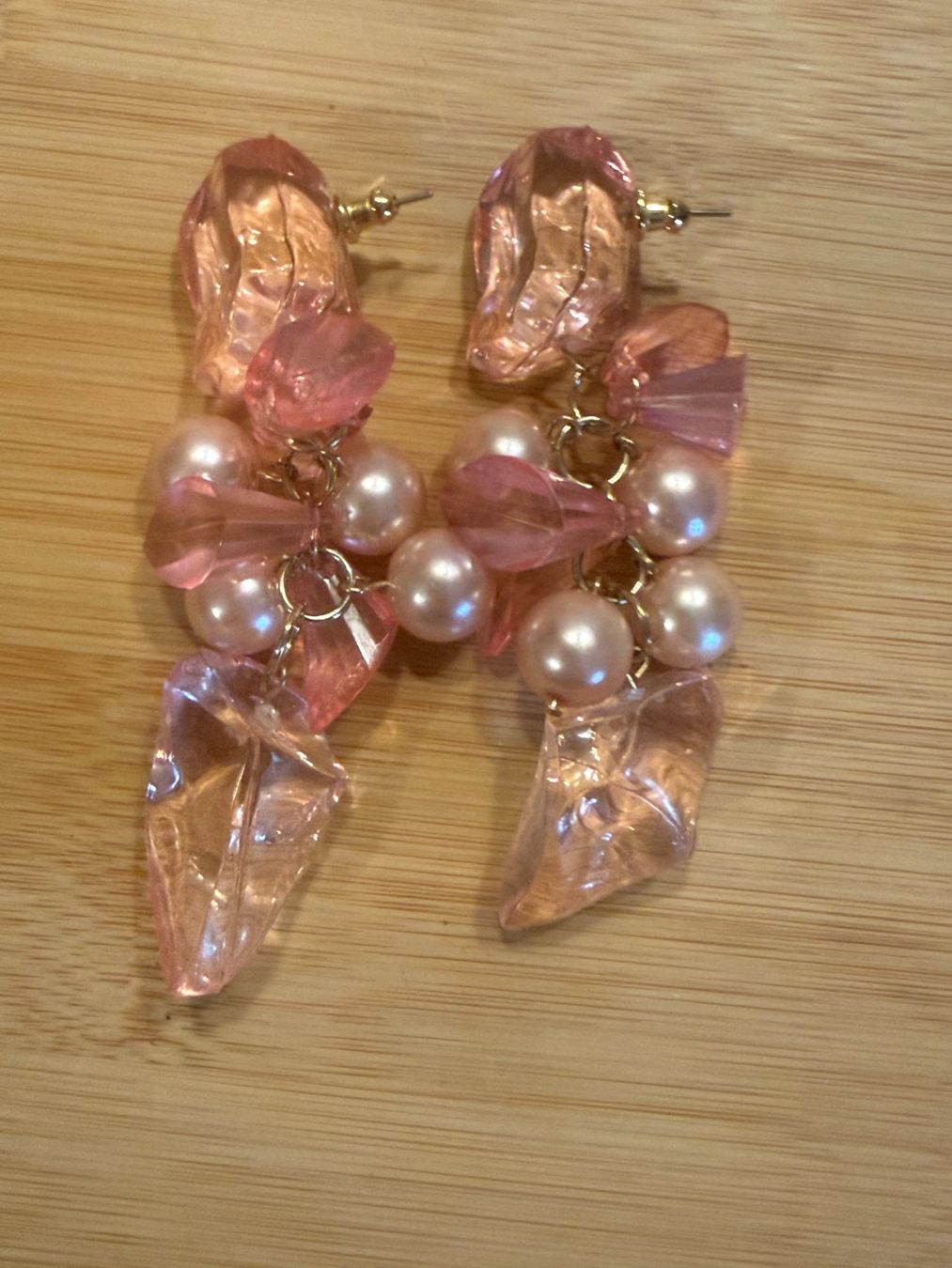 Boucles d'oreille: Rosa Statement-Ohrringe mit Perlen – Modeschmuck – D'occasion à Basel par zukk_ 2