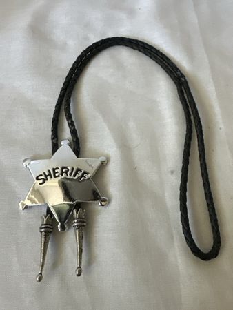 Bolo Krawatte Sheriff Stern silberfarben verstellbar Leder
