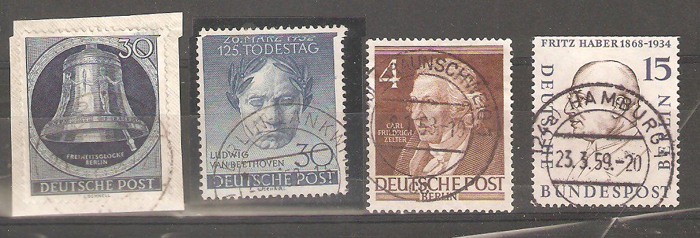 Tutti i francobolli: Berlin 86, 87, 91, 166 gest. – Usato da Lausanne venduto da Whorvath