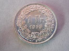 1 Fr. 1953 silber  unz/stgl Prachtsstück
