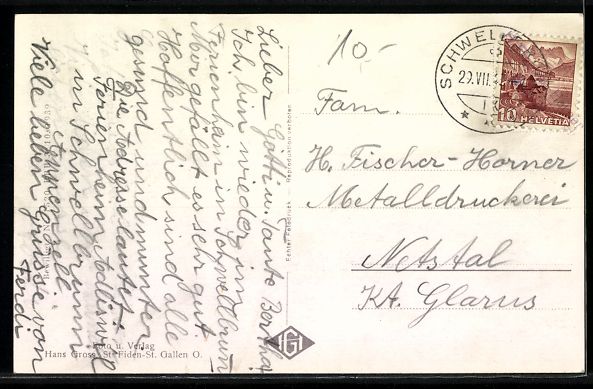 Cartoline postali: Schwellbrunn, Totalansicht mit Kirche un – Usato da Berlin venduto da bartko-reher 1